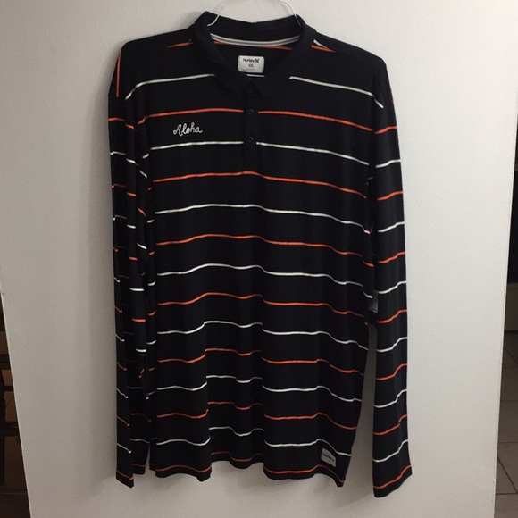Hurley Mens Collared Rugby Polo Long Sleeve Shirt